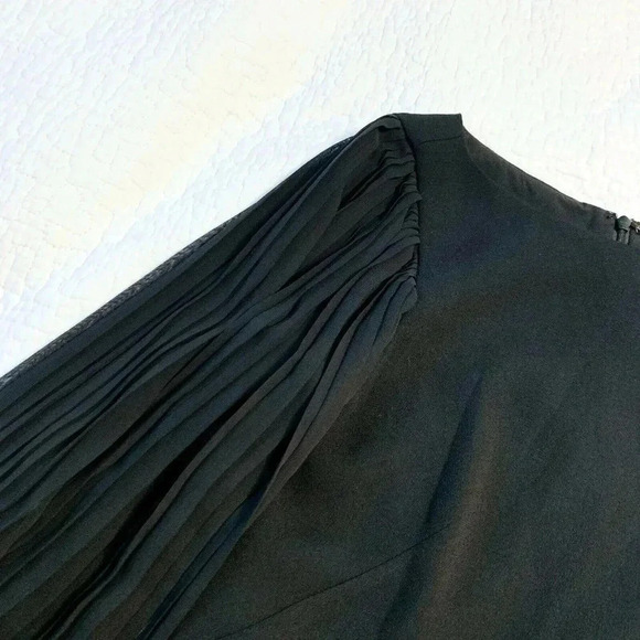 WHBM Black Chiffon Pleaded Sleeves Shift Dress - Picture 7 of 7